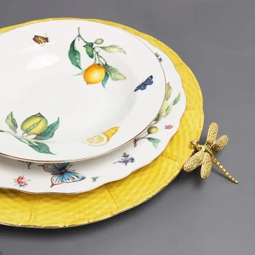assiette en céramique motif citron style européen élégant