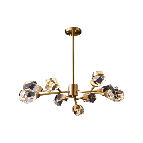 lampe lustre led laiton cristal or décor maison - vue 7 sur 18