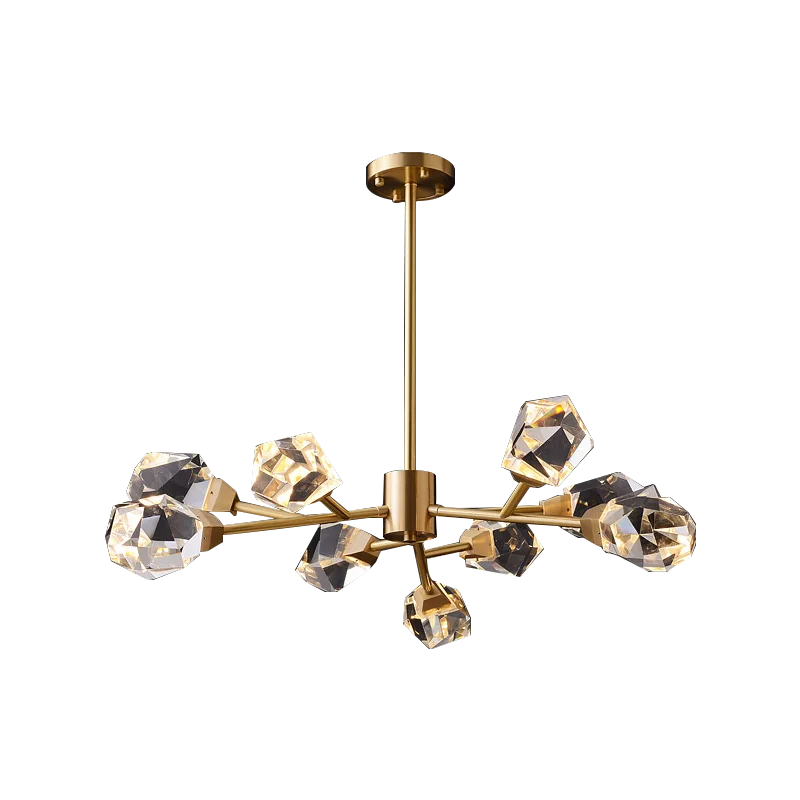 lustre moderne en laiton diamant cristal led de luxe - vue 7 sur 18