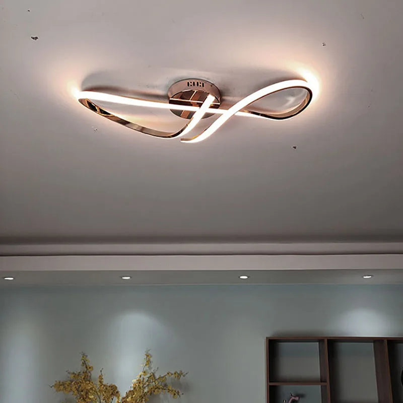 Plafonnier moderne à LEDs pour salon salle à manger chambre doré chromé luminaire intérieur - vue 4 sur 10