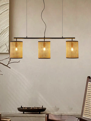 lustre rétro en rotin créatif pour éclairage intérieur