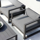 canapé extérieur nordique en acier inoxydable et aluminium