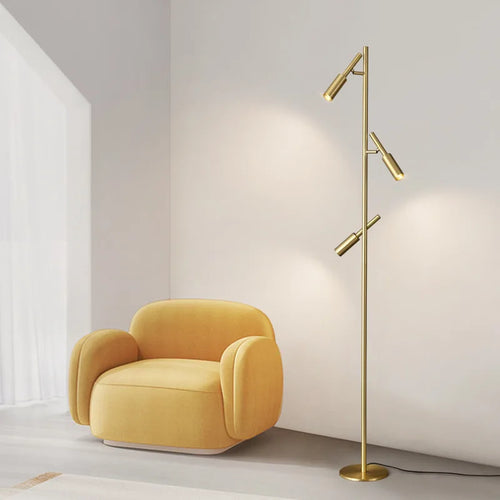 lampadaire moderne en laiton et cuivre pour lecture et étude