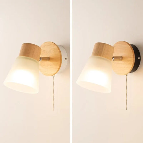 Applique murale LED en bois et verre