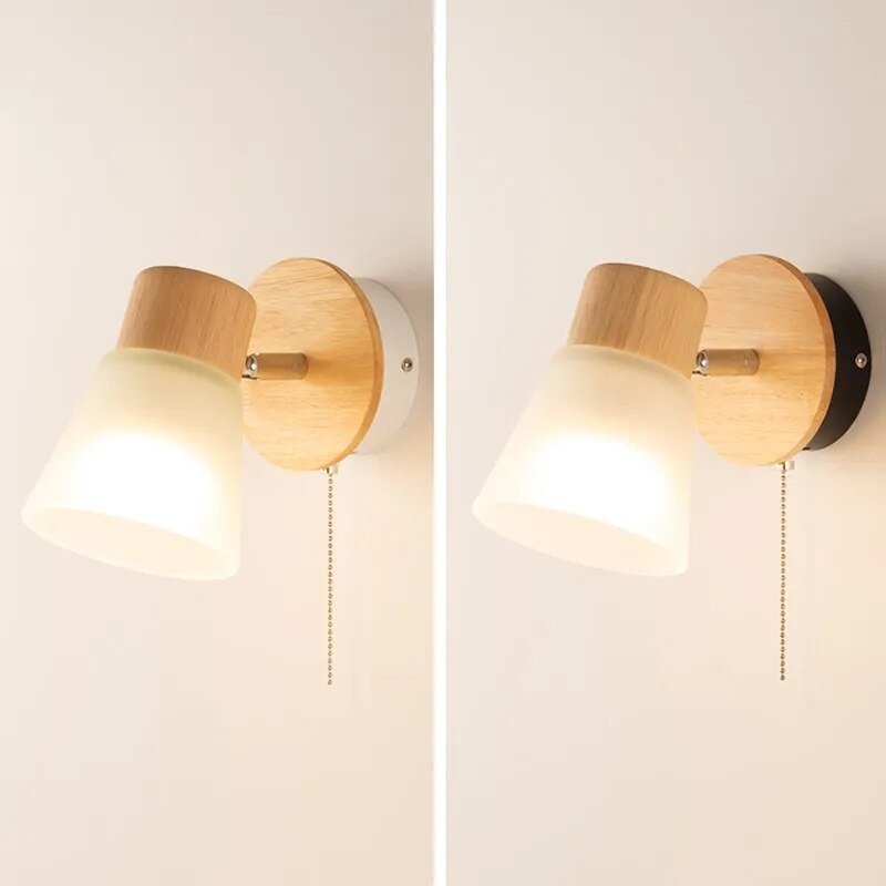 Applique murale LED en bois et verre