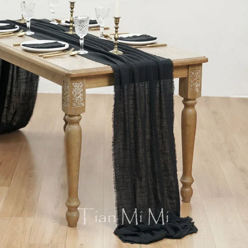 Chemin de table coton gaze style vintage mariage - vue 9 sur 29