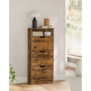 Shoe Cabinet with 3 Hinged Doors, Open Compartment, Adjustable Divider, 14 to 18 Pairs, 24 x 60 x 139 cm, Brown
