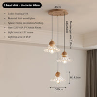 lustre nordique moderne en bois et verre led japonais