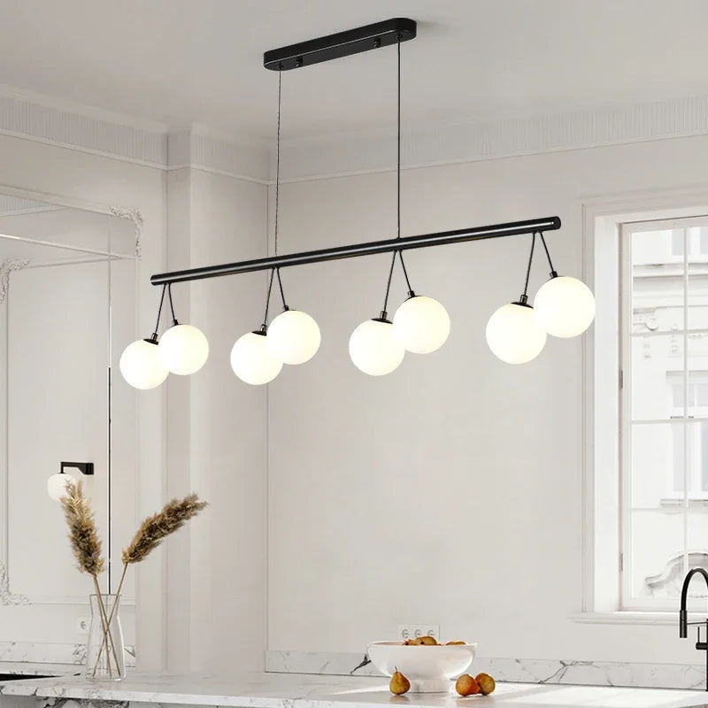 lustre suspension led en forme de haricot avec suspension cerise - vue 4 sur 9