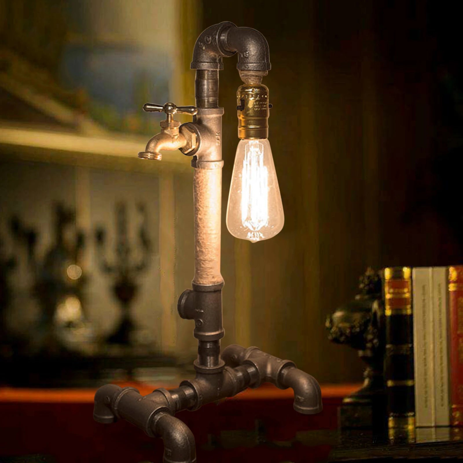 Lampes à conduite d'eau rétro industrielles Vintage en fer rouille E27 pour café - vue 5 sur 6