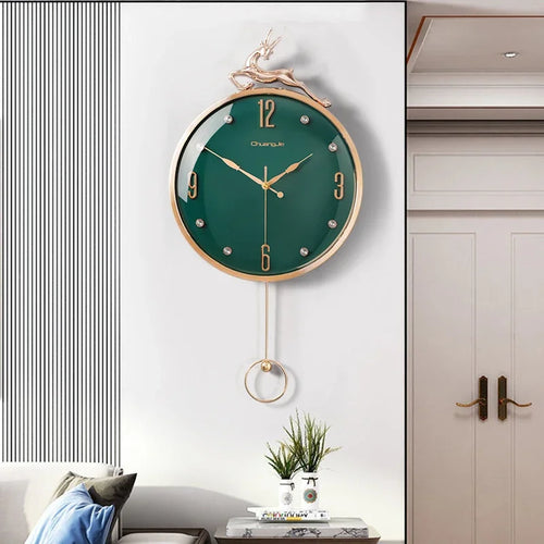 Nordic Auspicious Deer Wall Clock, Brief Design, Living Room Decoration, Kitchen Mute Clocks, Art Wall Watch, Home Decor, New, 1 - vue 4 sur 8