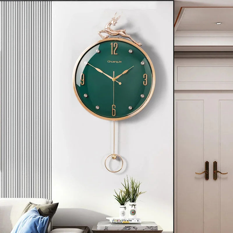 Nordic Auspicious Deer Wall Clock, Brief Design, Living Room Decoration, Kitchen Mute Clocks, Art Wall Watch, Home Decor, New, 1 - vue 3 sur 8