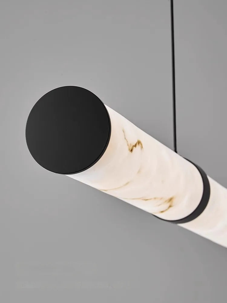Modern Minimalist All Copper Light Luxury Resin Dining Table Island, High-end Long Strip Straight Line Lighting Decorative Lamp - vue 5 sur 12