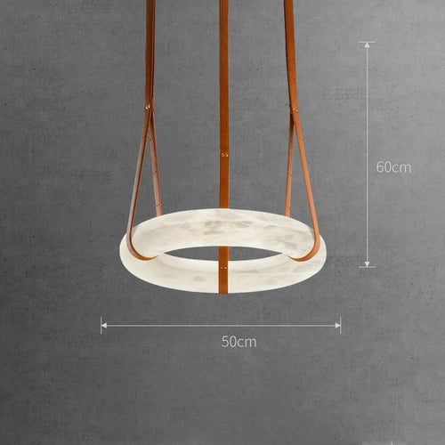 Grand Lustre Circulaire En Marbre Led Dia50Cm Salon Ceinture Circulaire Anneau Lustre De Luxe Table À Manger Plafond Suspension - vue 5 sur 5