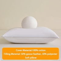 1 piece pillow,8 sizes, 100% cotton, white goose feather bed soft pillow