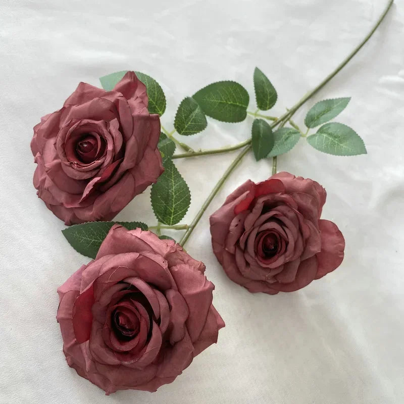 fleurs artificielles en velours roses décoratives pour intérieur - vue 8 sur 14