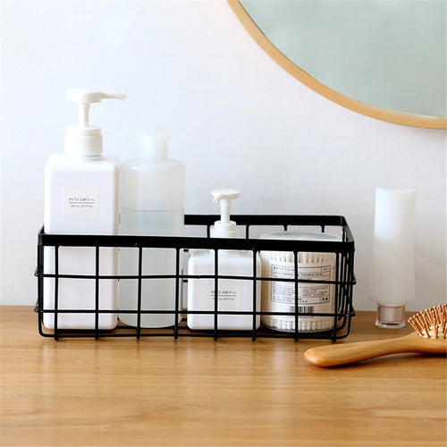 Metal Storage Basket, Black and White, Office Desktop, Cosmetic Sorting Baskets, Kitchen Seasoning Jar Organizer, Iron Box - vue 2 sur 10