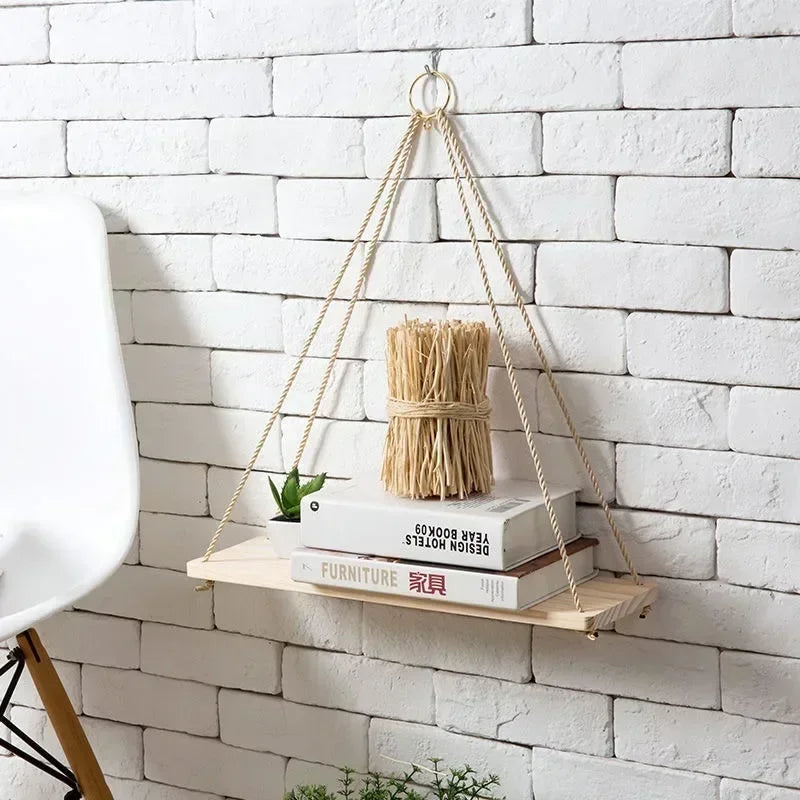 balançoire murale en corde et bois pour décoration nordique - vue 2 sur 13