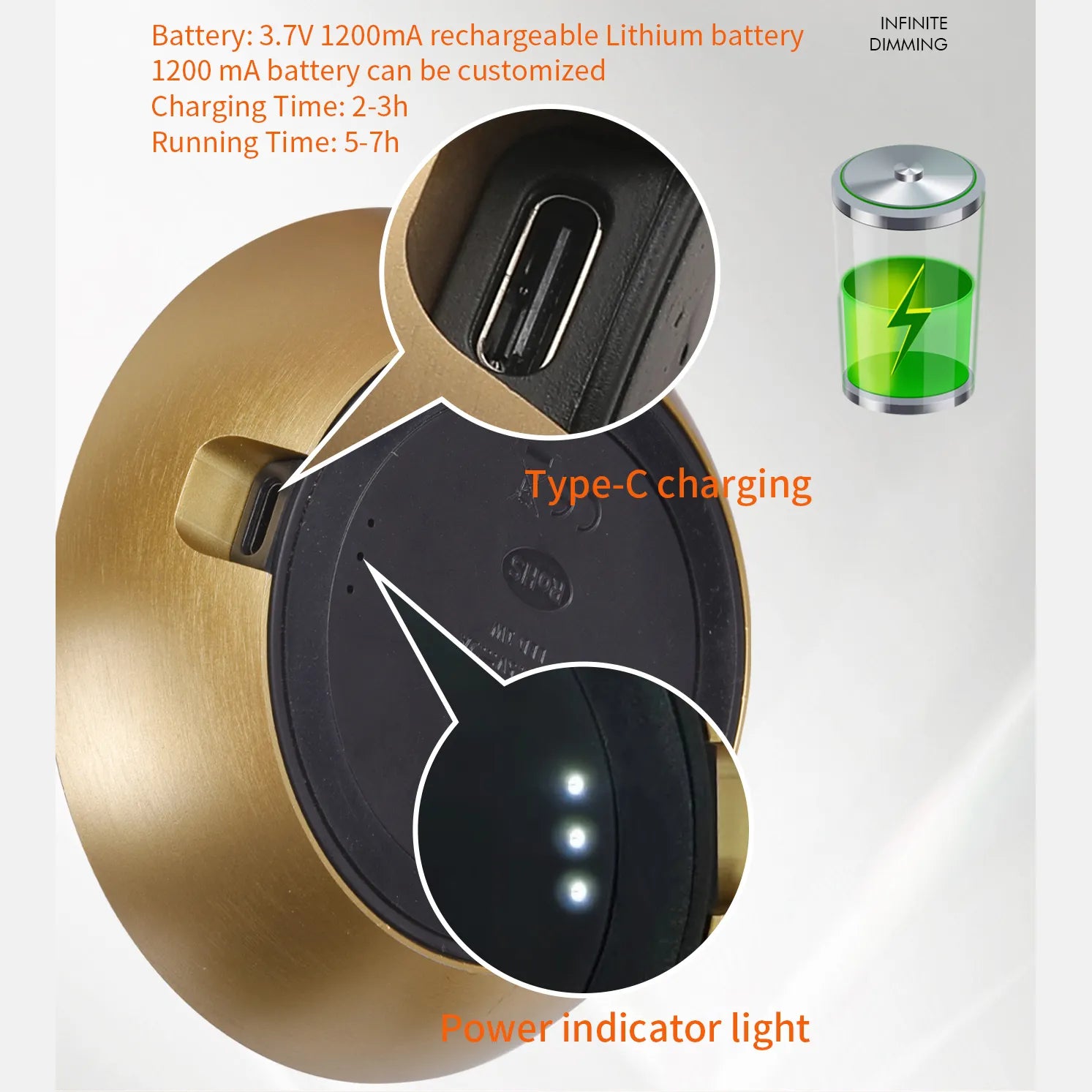 Lampe de table résidentielle LED rechargeable par usb - vue 3 sur 11