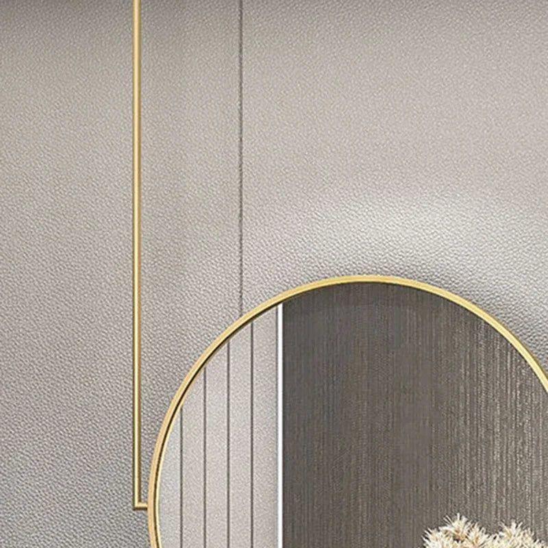 miroir mural rond en métal doré accessoire décoratif élégant - vue 6 sur 6