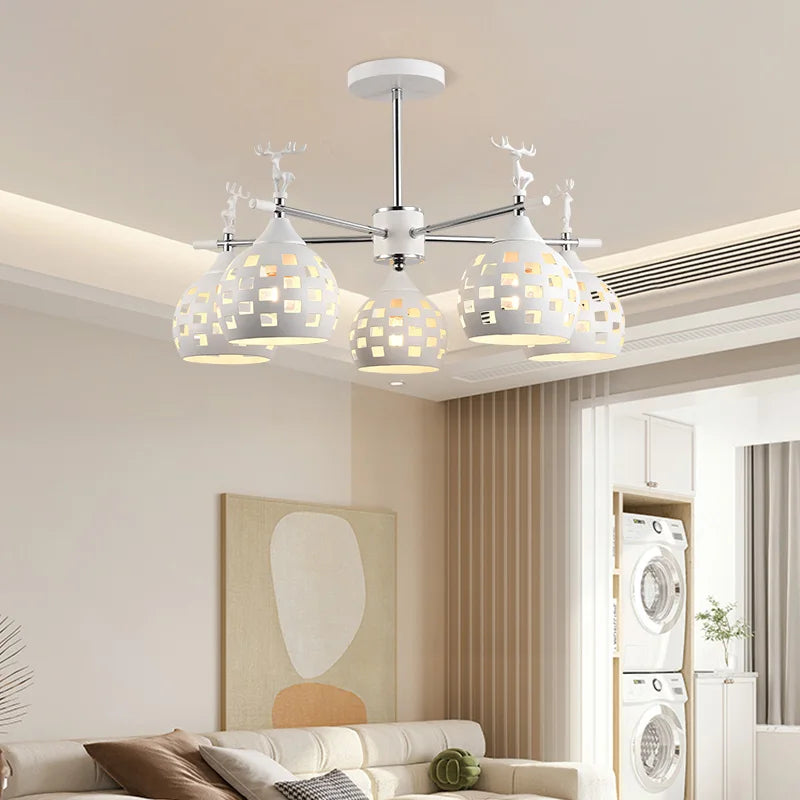 Style scandinave suspension lampe chambre plafonniers salon lampes suspendues cuisine plafond lustre E27 tête de lampe - vue 4 sur 10