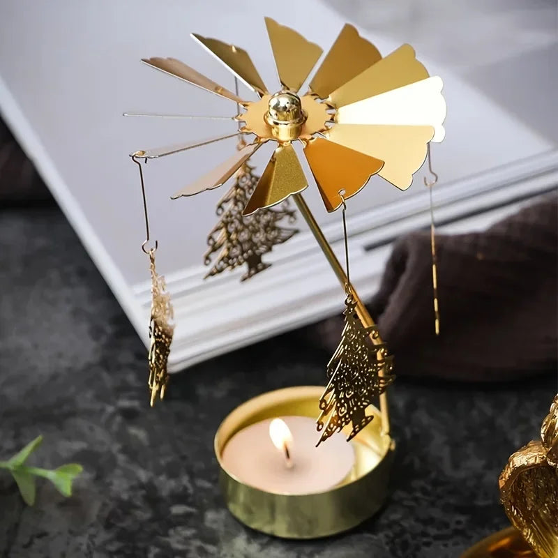 bougeoir rotatif en métal pour décorations de fête et cadeaux - vue 5 sur 19