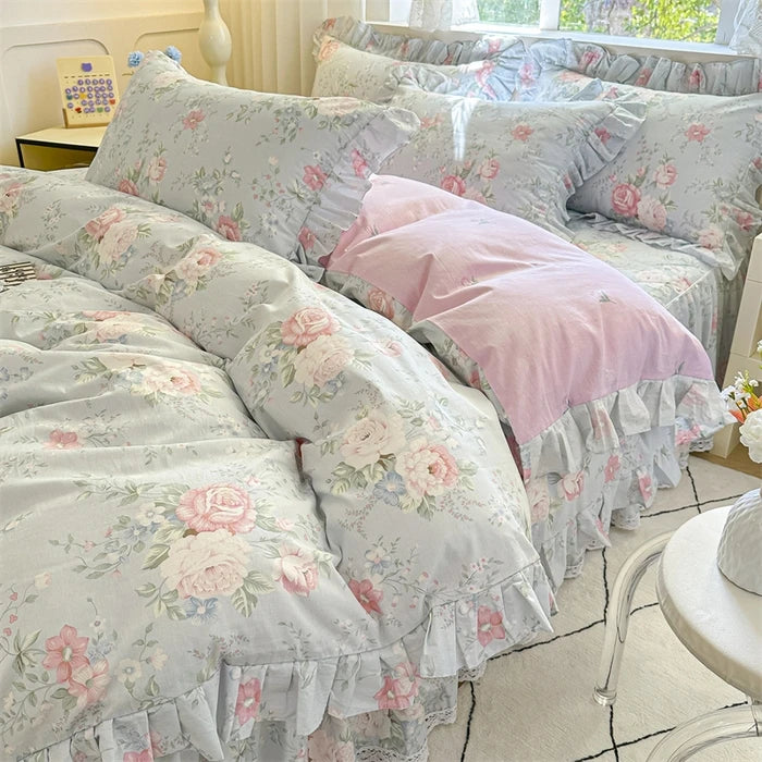 housse de couette en dentelle coton style coréen douce respirante