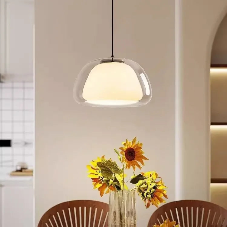 suspension en verre double couche style danois pour intérieur élégant - vue 3 sur 18