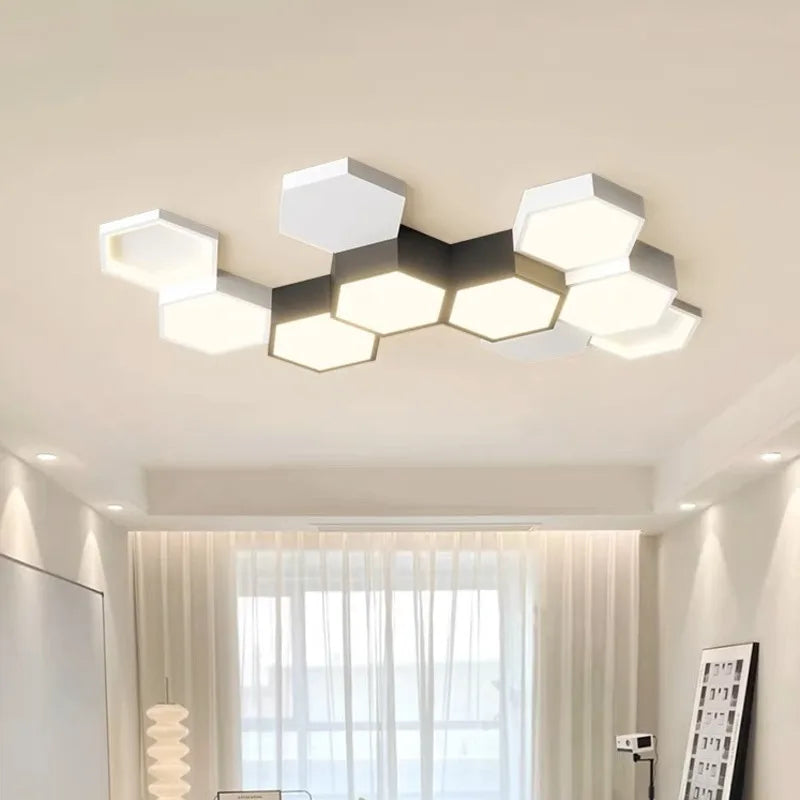 Lustre LED télécommandé nordique usine - vue 6 sur 11