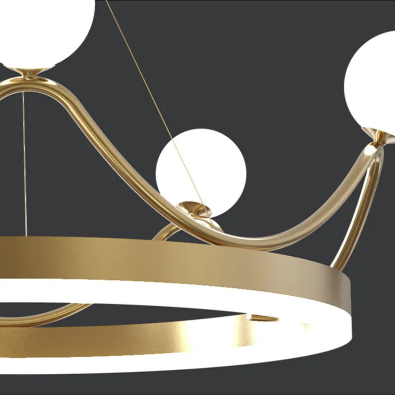 Luxe Couronne LED Lustre Lustre Éclairage Belle Anneau Enfants Chambre D'enfants Plafond Suspension Luminaires Suspendus