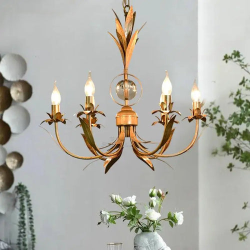 lustre en fer vintage rétro à 6 bras pour éclairage nostalgique - vue 5 sur 7