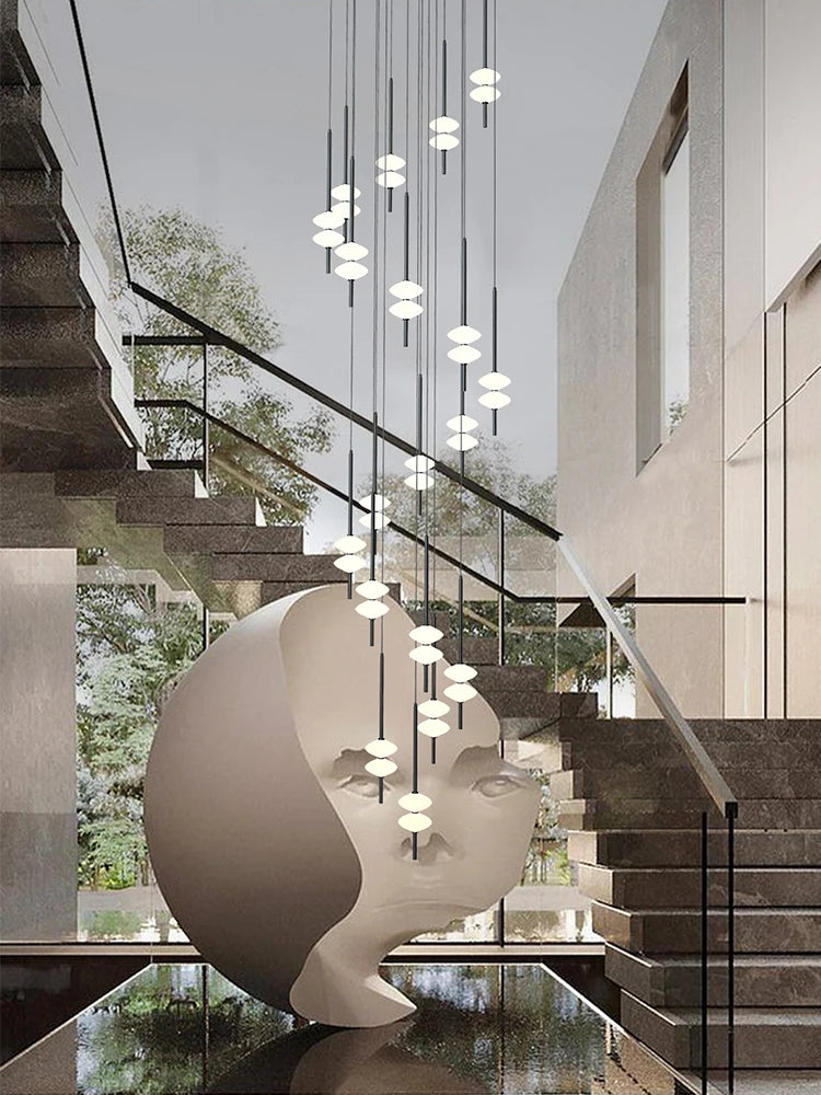 Nordic Staircase Long Chandelier Villa Duplex Chandelier Modern Light Luxury Conical Acrylic Design, 2023 New Pendant Light - vue 5 sur 12