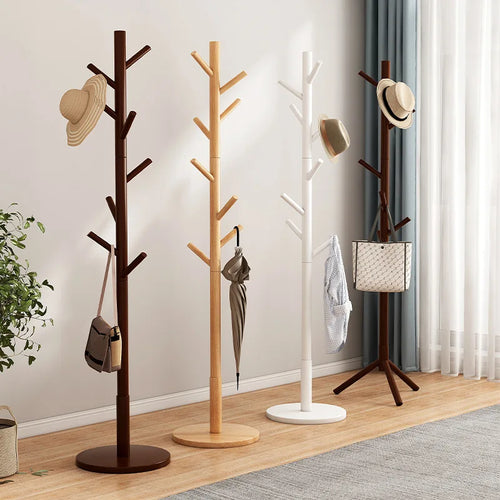 Solid Wood Coat Hanger with Hook, Floor Mounted Coat Hanger, Home Furniture, Clothes Hanger, Modern Bedroom, Dormitory Coat Rack - vue 2 sur 7