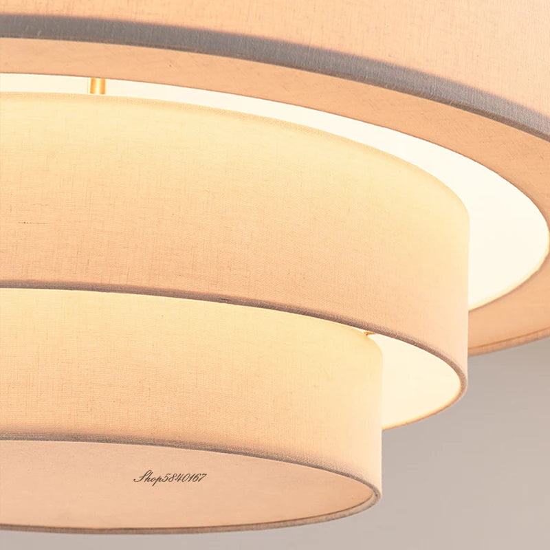 Lustre japonais tissu modernes LED - vue 4 sur 13