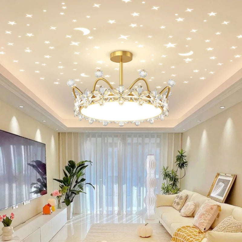 lustre en cristal couronne d'or pour décoration enfant étoile luxueuse - vue 6 sur 14