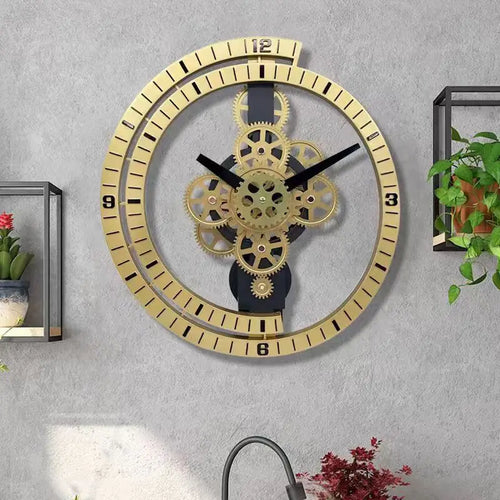 Industrial Gear Rotating Wall Clock, Silent Clock, Modern Design,Home Living Room,European Office Art Wall Decoration Horologe - vue 4 sur 9