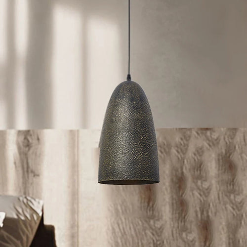 suspension Moderne E27 LED ronde en métal rétro salle à manger Style silencieux fer noir en forme de cloche chambre modèle chambre