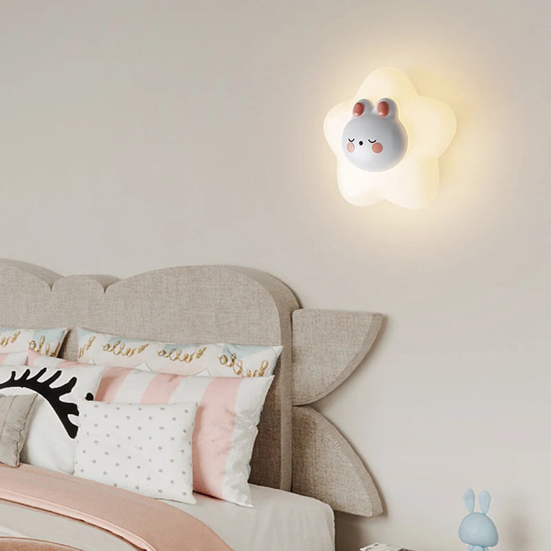 applique murale led étoile lune ours lapin minimaliste moderne - vue 7 sur 10