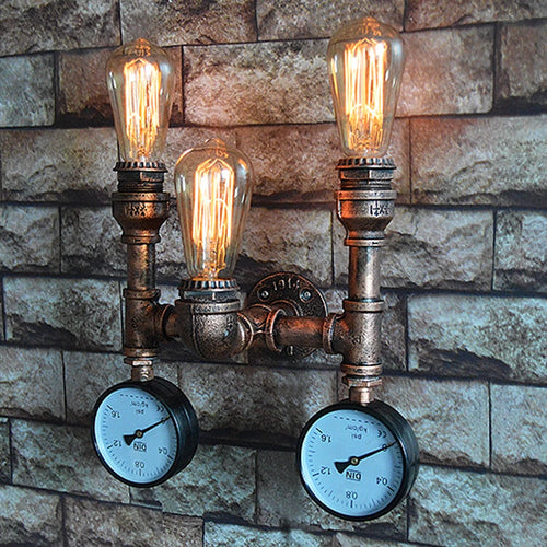 applique murale vintage steampunk en fer avec tuyau d'eau - vue 2 sur 10