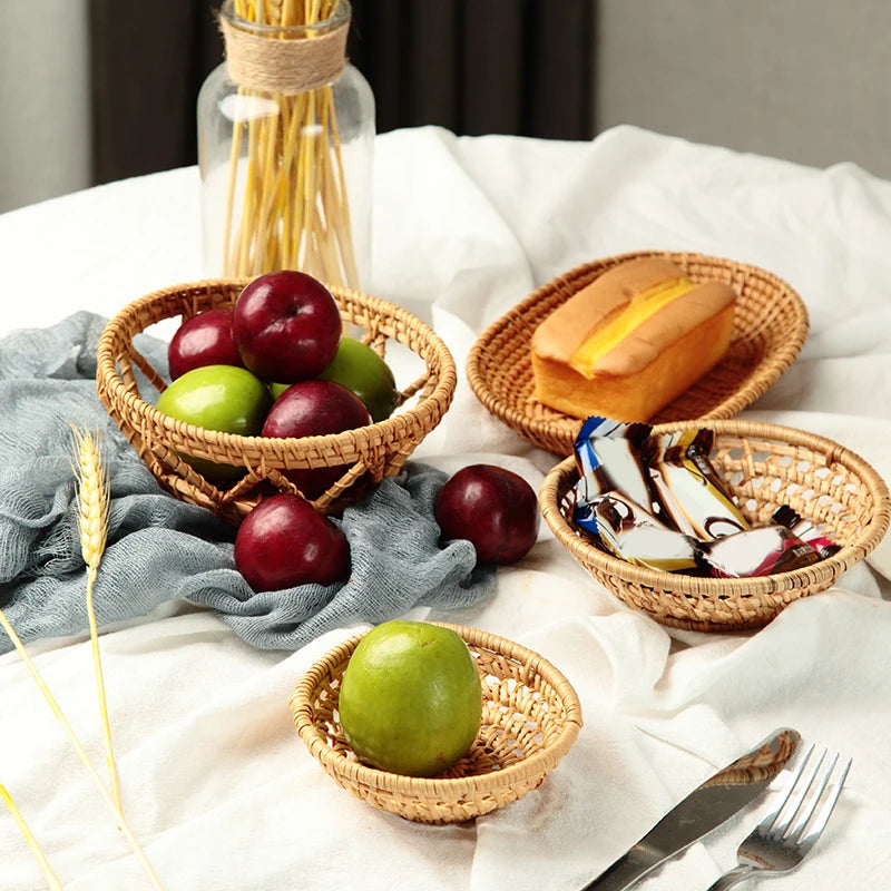 panier de rangement rotin naturel tissé à la main pour bonbons et collations - vue 5 sur 10