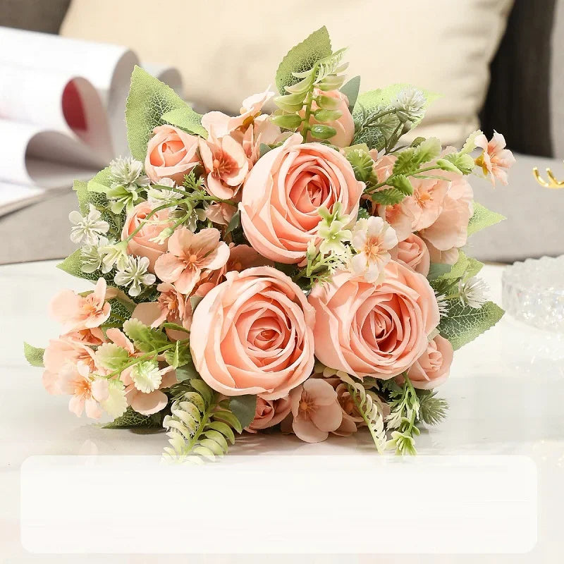 bouquet de roses artificielles en soie pour décoration intérieure - vue 6 sur 10