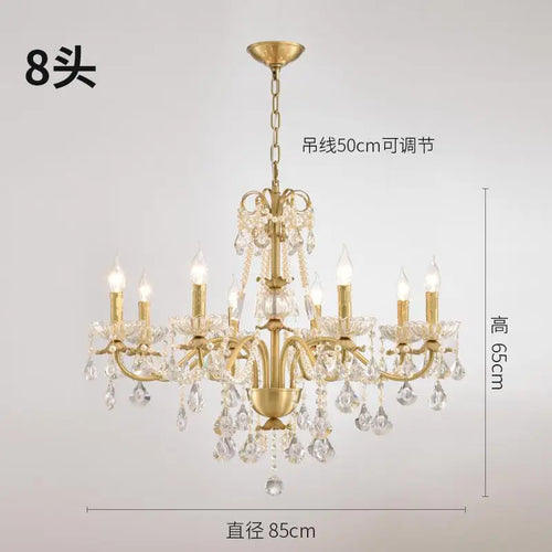 lustre moderne en or avec éclairage tube led et cristal - vue 11 sur 13