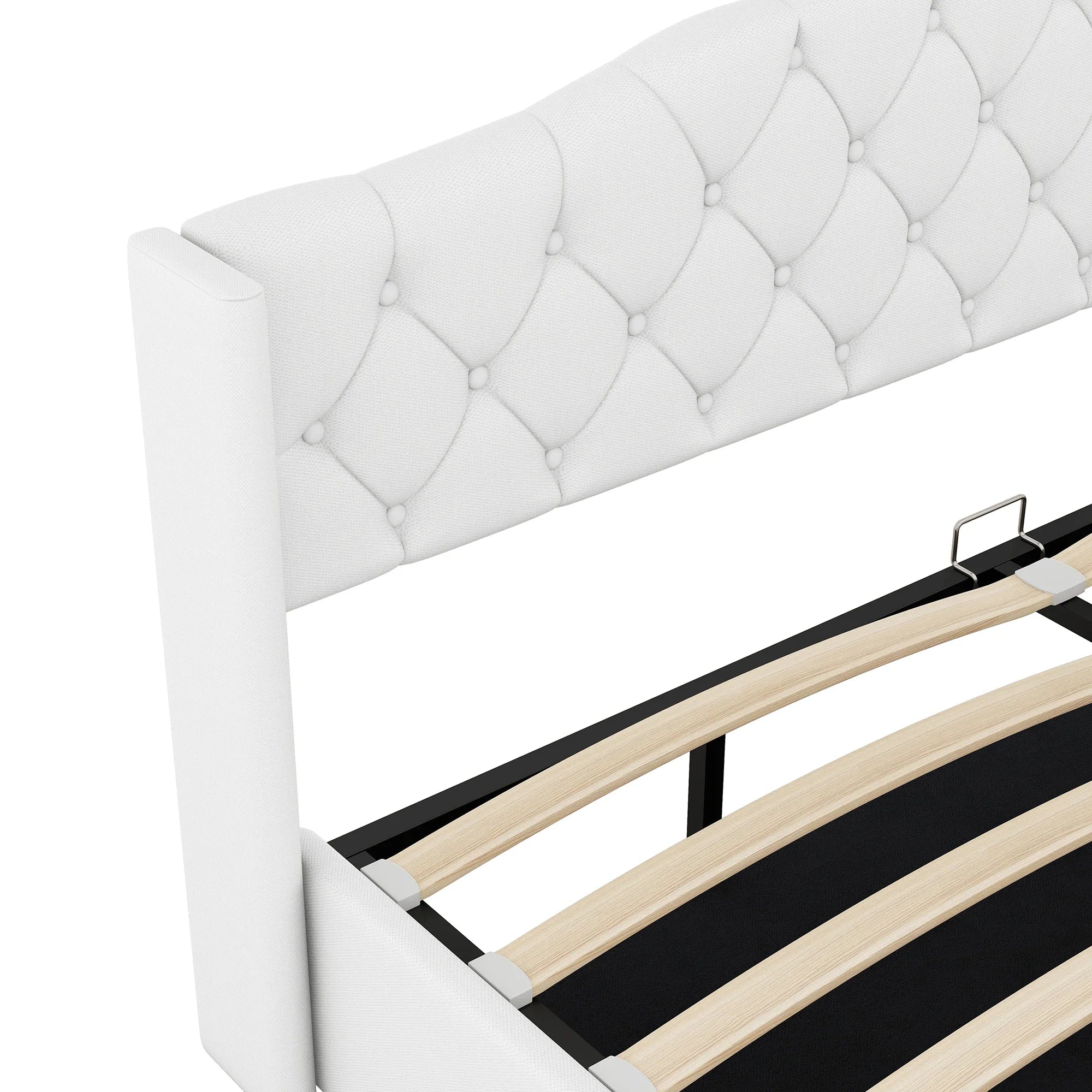 VSOGA 180 X 200CM Multifunctional Flat Bed with Hydraulic Storage, White - vue 5 sur 8