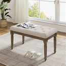 Beige Upholstered Bench Entryway Bedroom Dining Bench Wood Vanity Piano Shoe Bench,Ottoman Bench for Living Room Kitchen Hallway