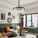 lustre rond en cristal design suspendu en verre transparent