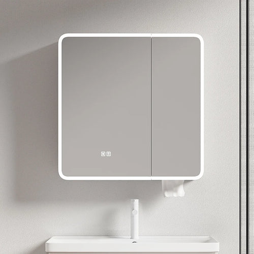 armoire circulaire en aluminium avec miroir éclairage intelligent et rangement - vue 3 sur 32