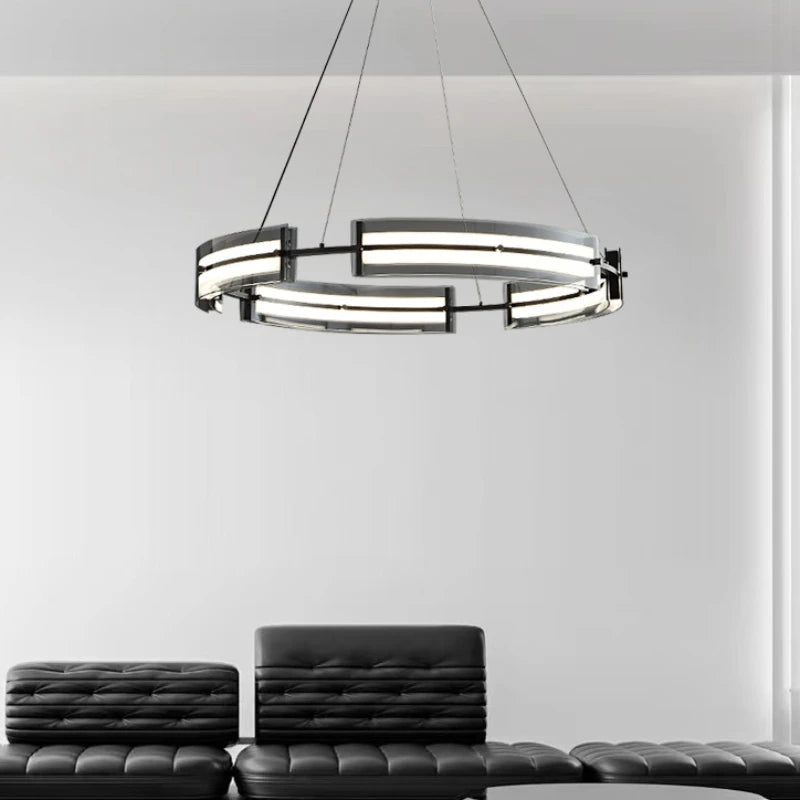 lustre minimaliste italien en verre noir pour décoration moderne