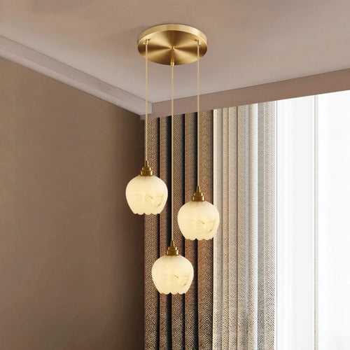 Nordic marble and copper minimalist modern pendant light - vue 8 sur 9