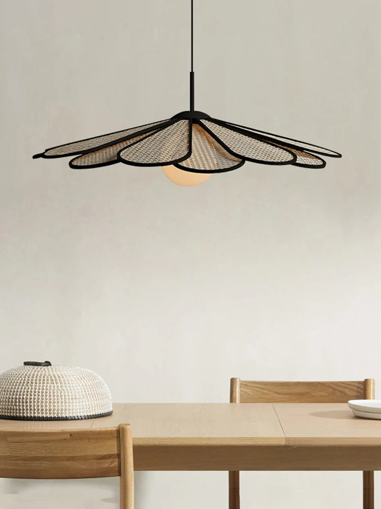 lustre créatif en rotin style japonais pour intérieur moderne