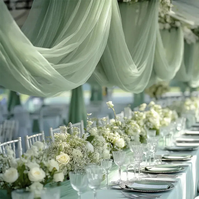 Chemin de table gaze transparente décoration mariage fête - vue 5 sur 6